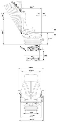 PIECES TRACTEUR AUTRE MARQUE - Siège - SIEGE PNEUMATIQUE 12V