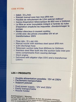 EQUIPEMENT ATELIER - Divers outillage - POMPE ELECTRIQUE ADBLUE 12V ET 230V - POUR FUT