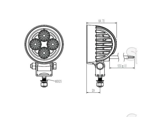 DIVERS FOURNITURES - Signalisation Électricité - Phare trav.rond led 12/24v 900 lumen 12w