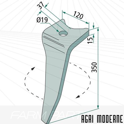 PIECES TRAVAIL DU SOL - Herses Rotatives - Dent herse rotative gauche Série KG