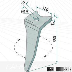 PIECES TRAVAIL DU SOL - Herses Rotatives - Dent herse rotative gauche Série KG