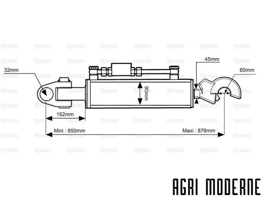 PIECES TRACTEUR AUTRE MARQUE - Attelage - Bdp hydraulique noix/crochet - cat 3/3 - 650/876mm