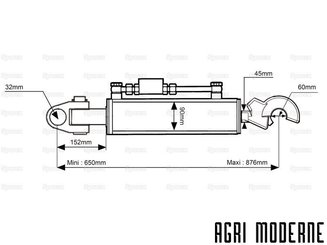 PIECES TRACTEUR AUTRE MARQUE - Attelage - Bdp hydraulique noix/crochet - cat 3/3 - 650/876mm