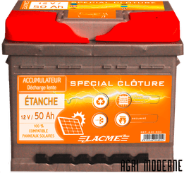 CLÔTURES ELECTRIQUES - Clotures secteur - ACCU 12V/50 ETANCHE+PL EPAISSE