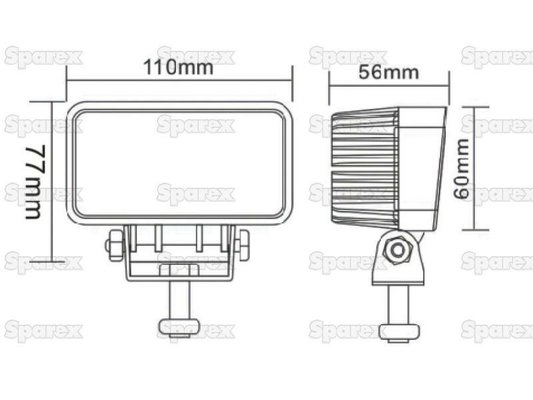 DIVERS FOURNITURES - Signalisation Électricité - Phare trav.rect.led 12/24v 2000 lumens 20w